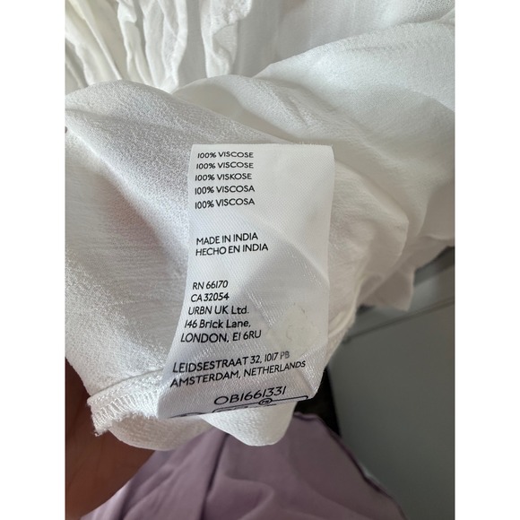 Maeve Anthropologie White Ruffle Blouse Button Down Viscose Top X Large - Picture 5 of 5